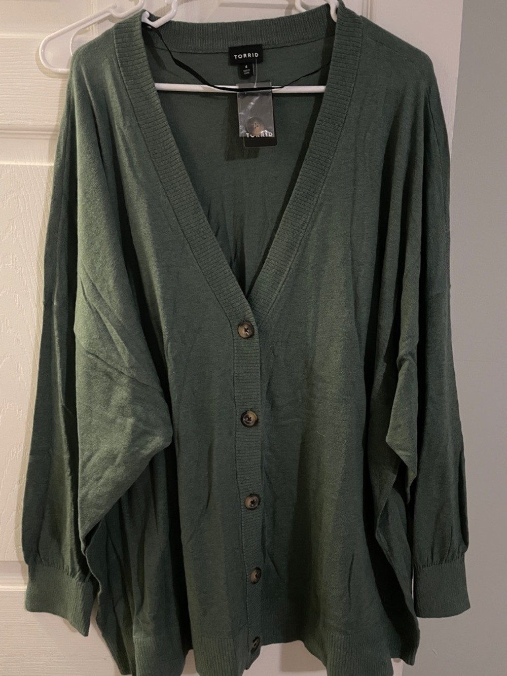 torrid Forest Green Button-Front V-Neck Cardigan